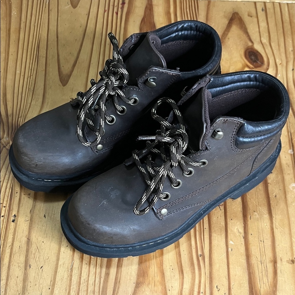 LOWER EAST SIDE RARE 90'S VTG. CHUNKY LUG BROWN LACE UP OXFORD - Picture 2 of 8
